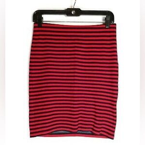 Madewell Red Navy Blue Striped Jersey Stretch Downtown Skirt